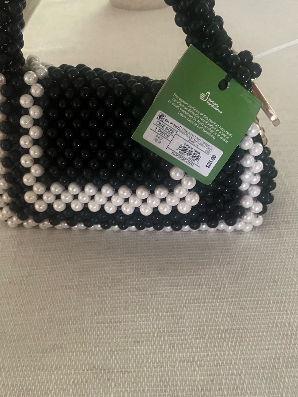 Kate spade x target Beaded Black & White Mini Bag with crossbody strap NWT